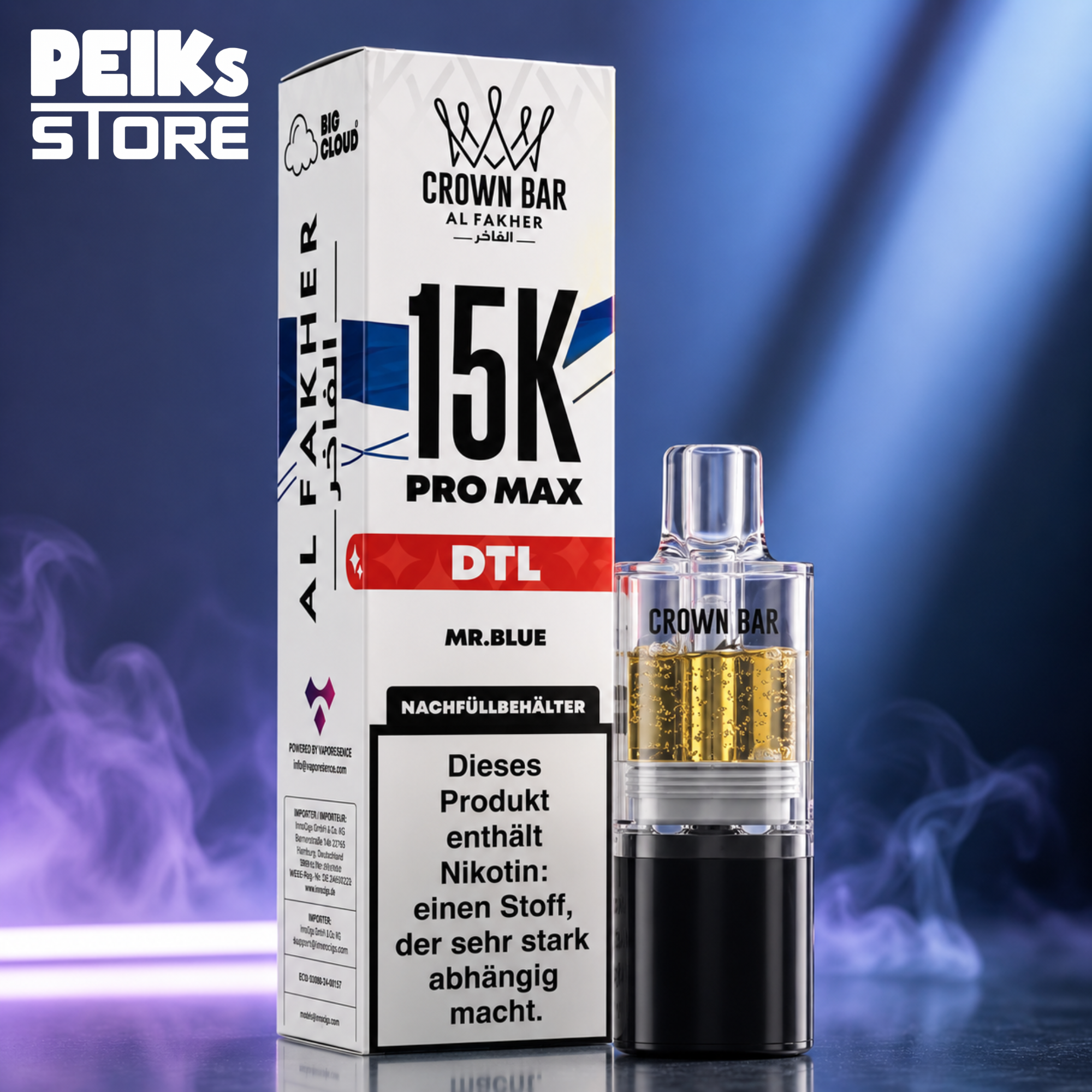 Al Fakher Crown Bar | 15k Pro Max Pods | 10ml/6mg Nikotinsalz | verschiedene Sorten