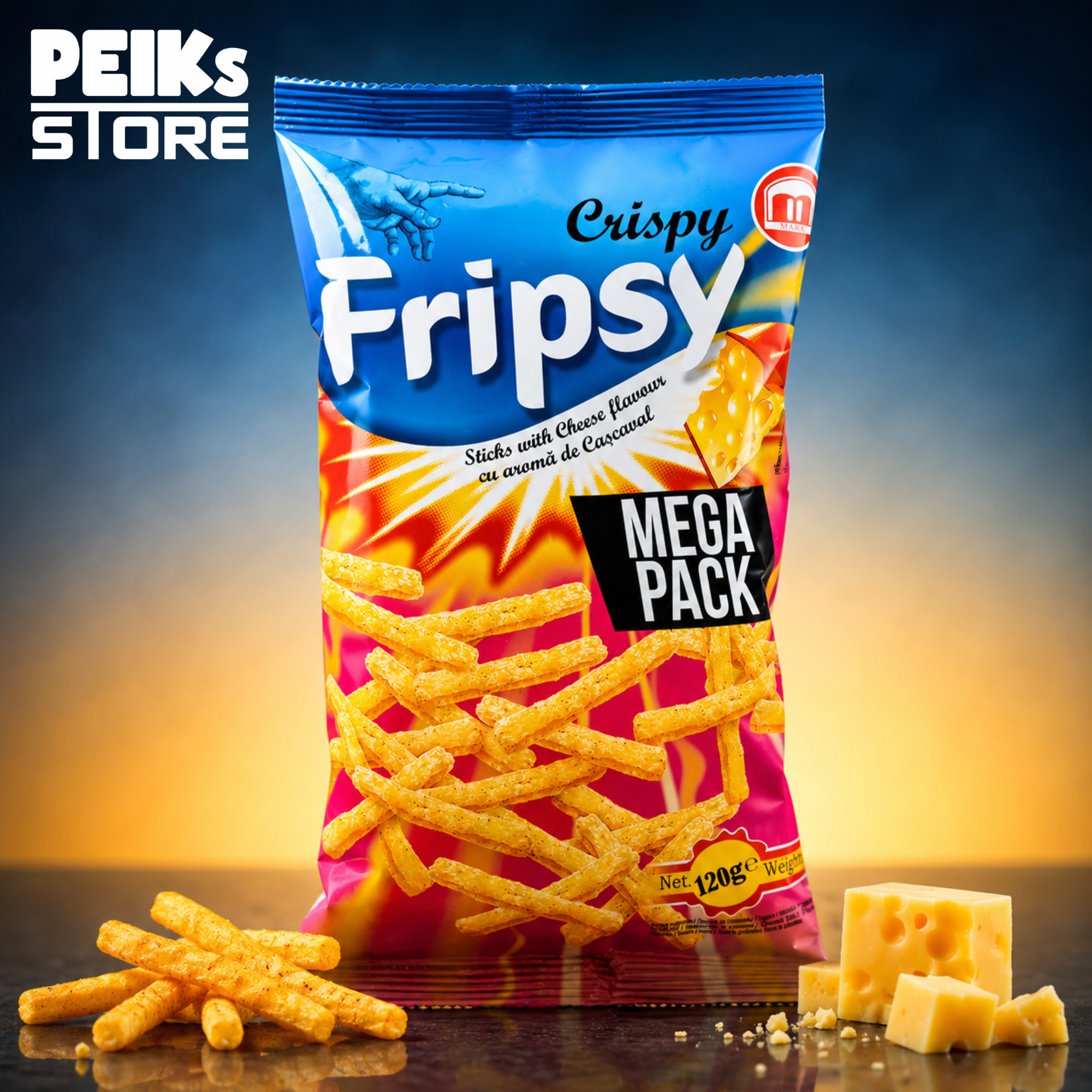 Fripsy | Stick Chips | Cheese | Mega Pack | 120g
