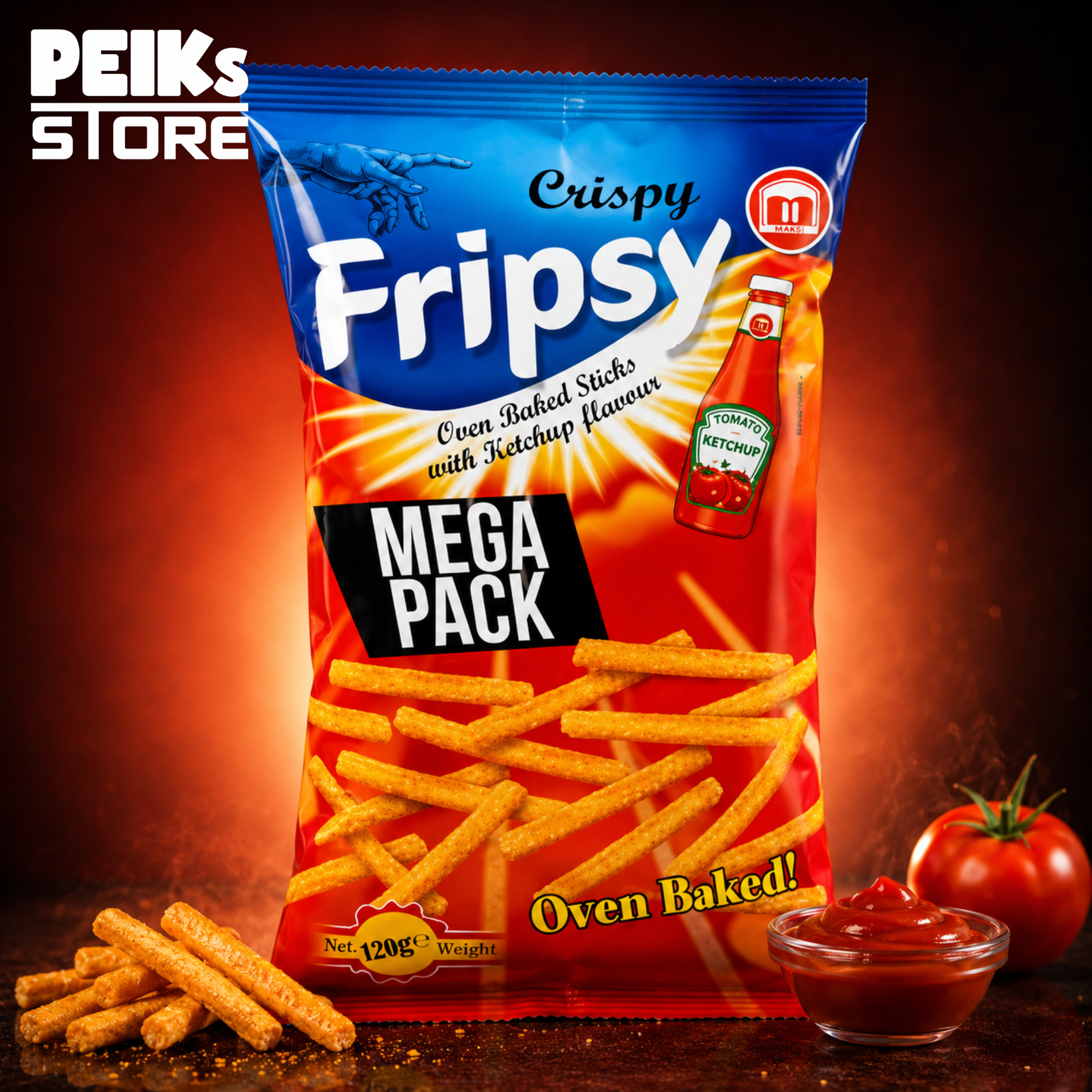 Fripsy | Stick Chips | Ketchup | Mega Pack | 120g