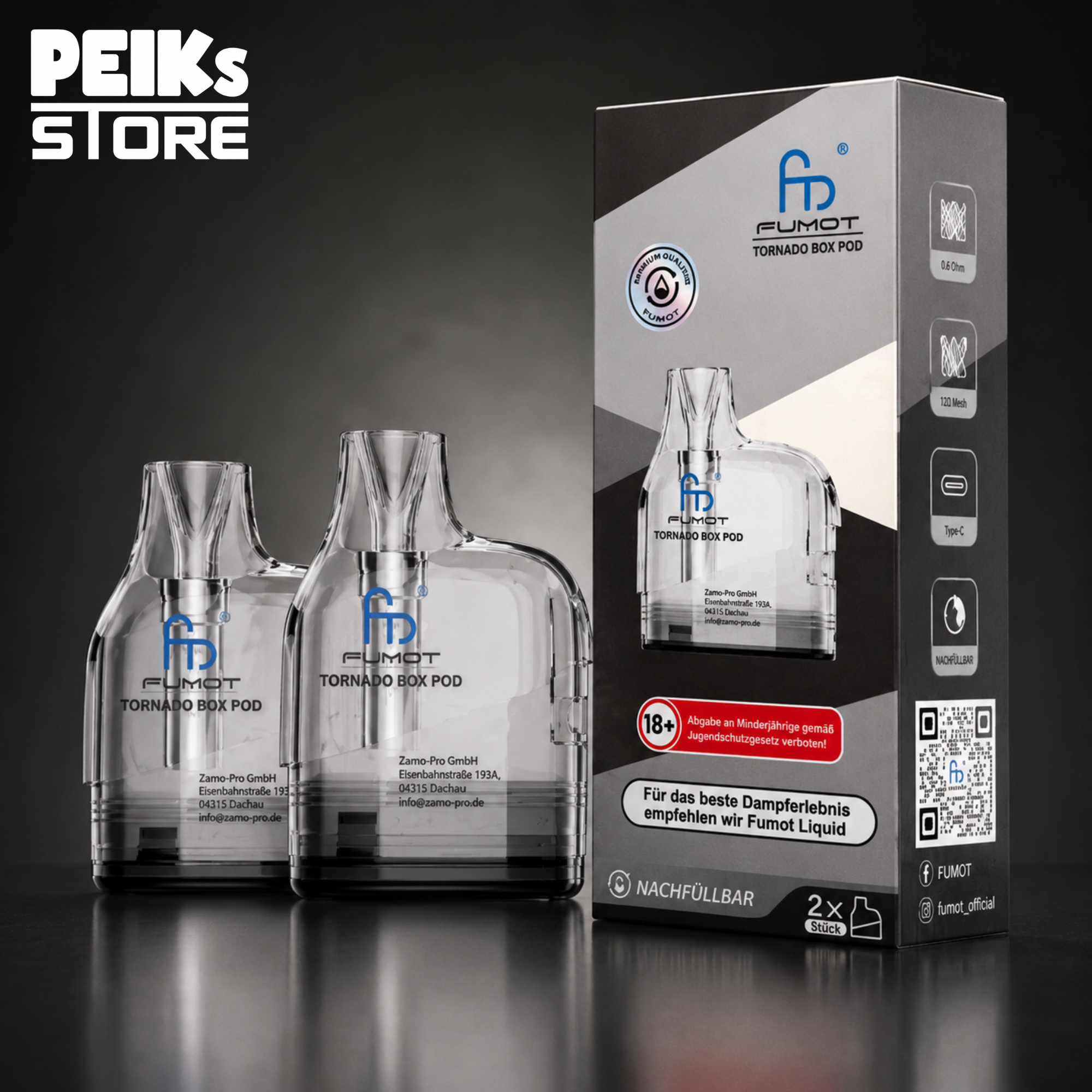 Fumot Randm | 2x Tornado Box Leerpods | 10ml Volumen | 0,9 Ohm