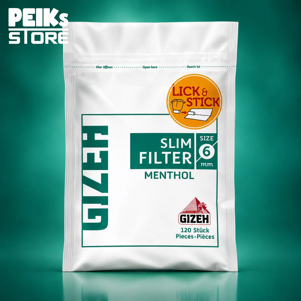 Gizeh | Slim Filter Menthol | 6mm | 120 Stück
