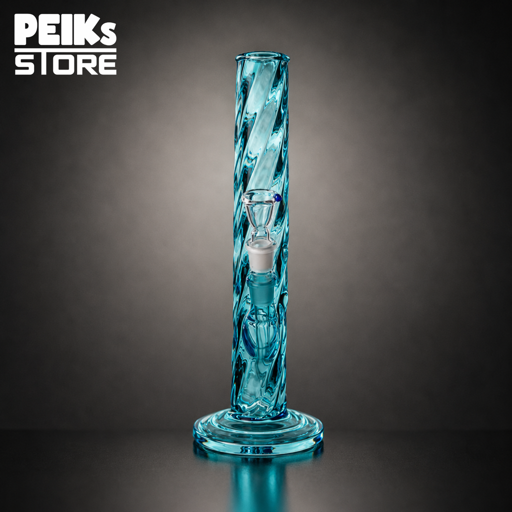 Glasbong | Blau/Transparent Spirale | Höhe 38cm Schliff: 18,8 mm