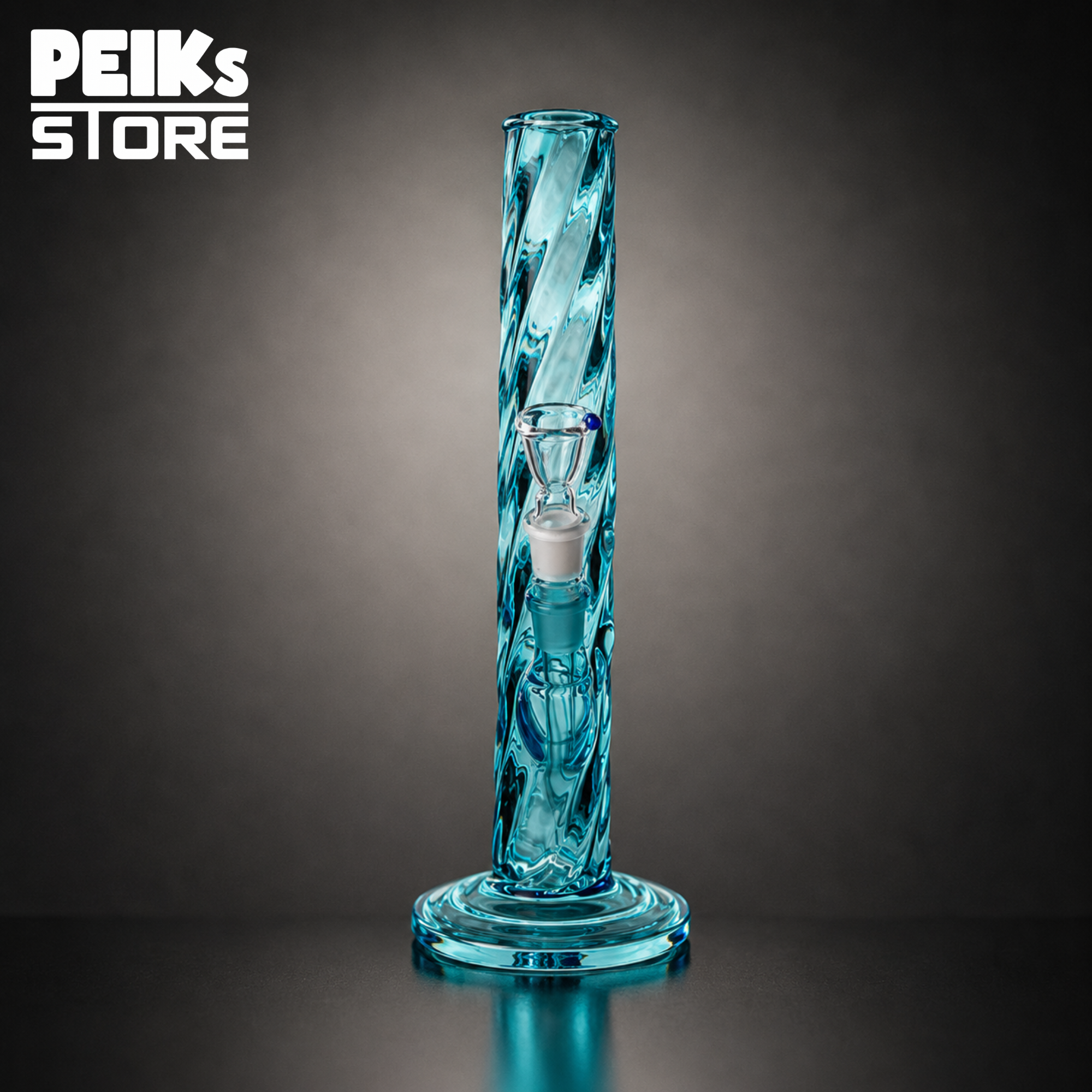 Glasbong | Blau/Transparent Spirale | Höhe 38cm Schliff: 18,8 mm