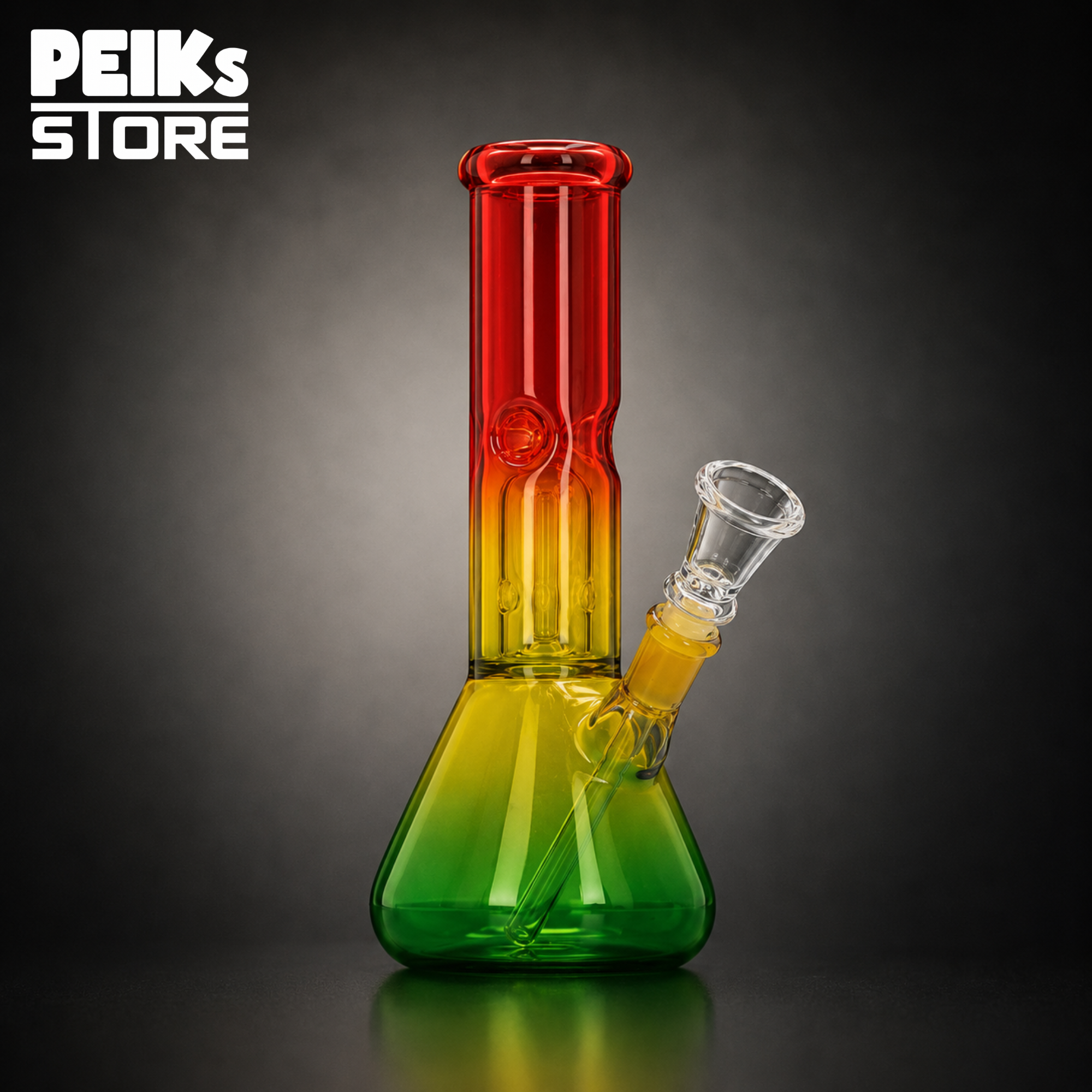 Glasbong | Rasta | Ice + Percolator konisch | Höhe 21,5cm Schliff 14mm