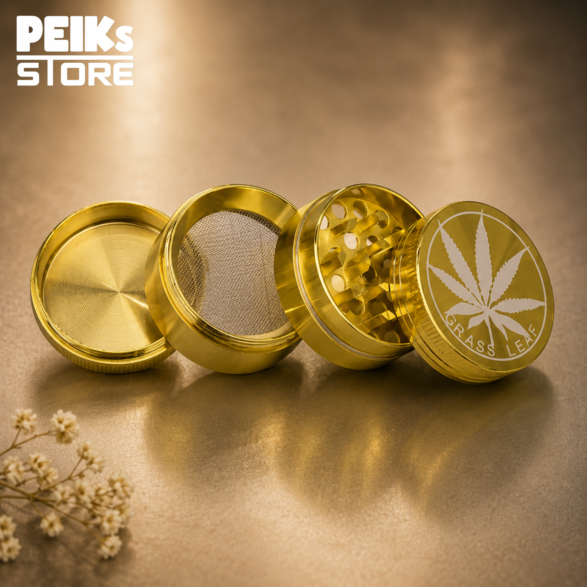 Grinder | Grass Leaf | 4tlg. 37 x 40mm