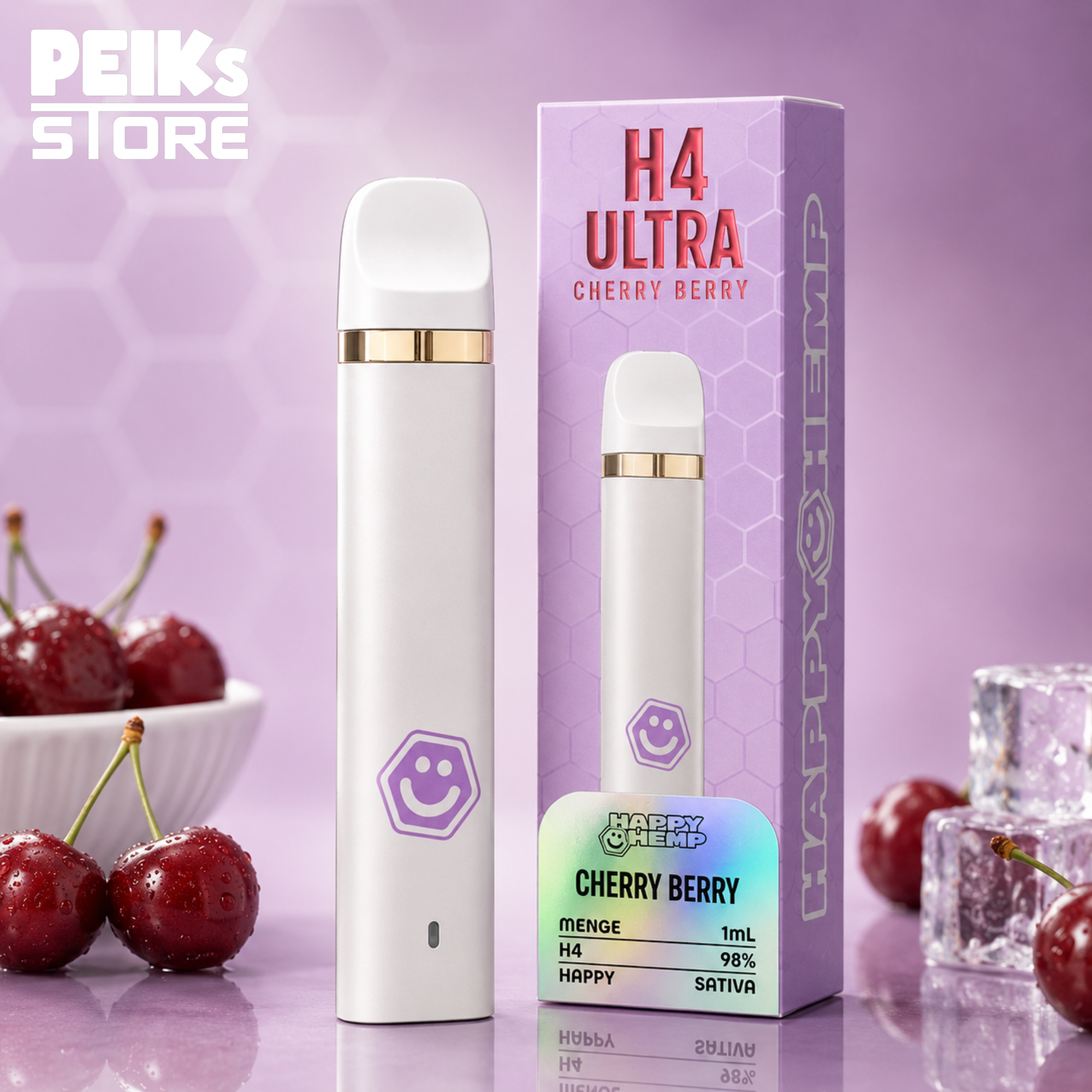 Happy Hemp | H4 Ultra Vape | Cherry Berry | Hybrid | 1ml