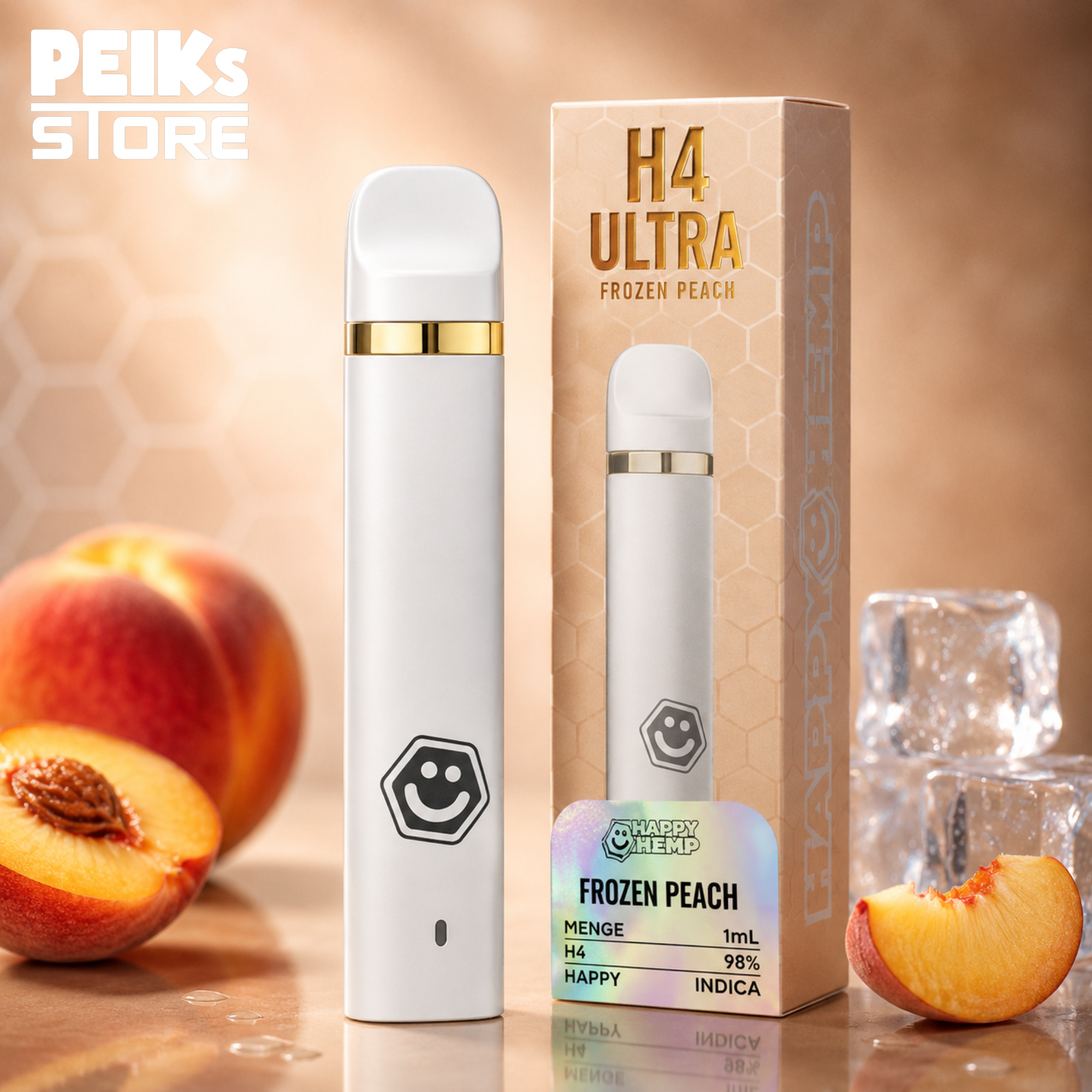 Happy Hemp | H4 Ultra Vape | Frozen Peach | Indica | 1ml