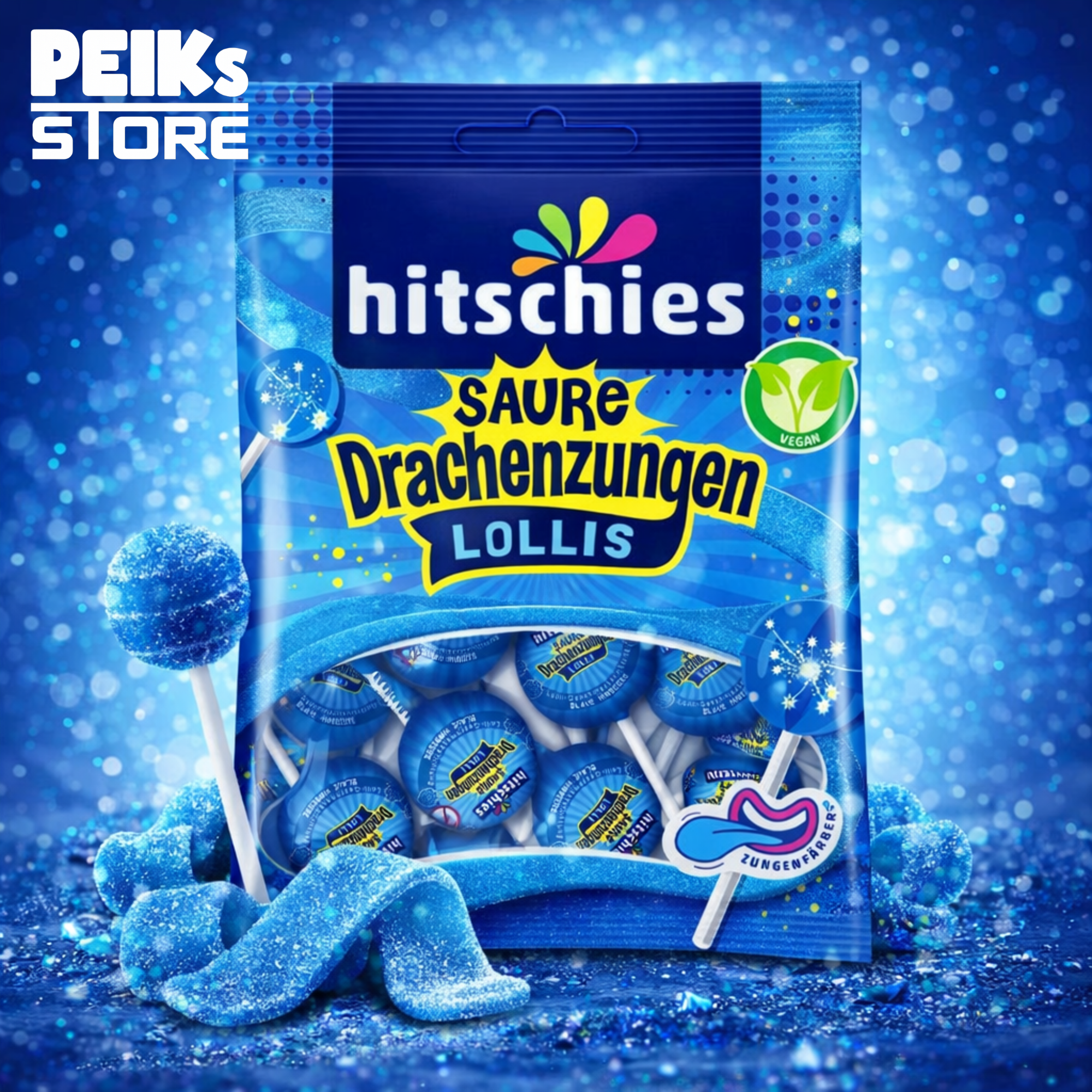 hitschies | Saure Drachenzungen | Lollis | 128g