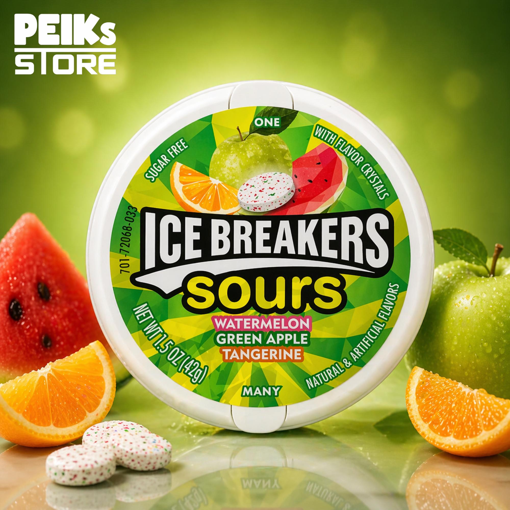 Ice Breakers | Sours Watermelon Green Apple Tangerine | 42g