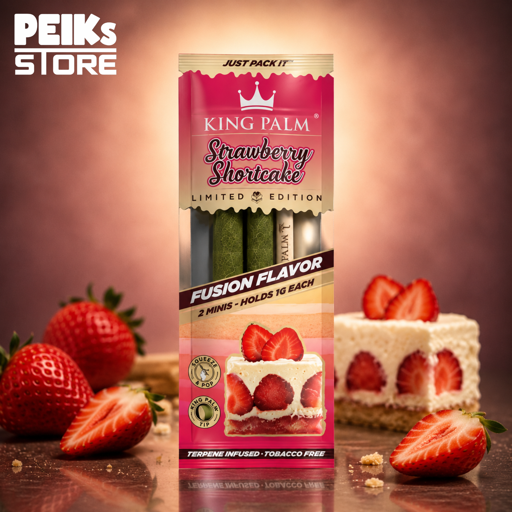 King Palm | Slim Roll Blunt | Strawberry Shortcake | 2 Stück