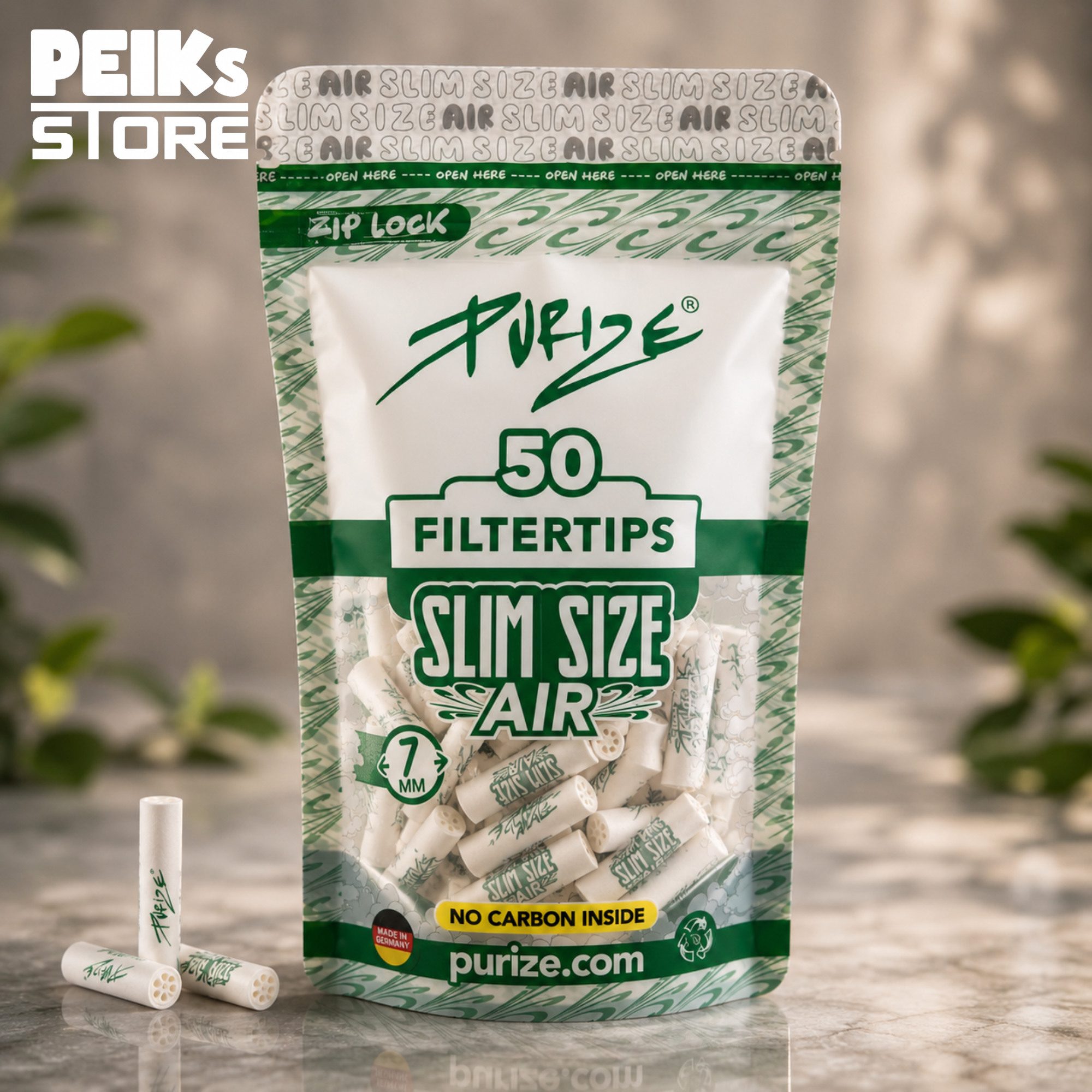 Purize | Air Filter ohne Aktivkohle | Slim Size 7mm | Weiß | 50 Stück