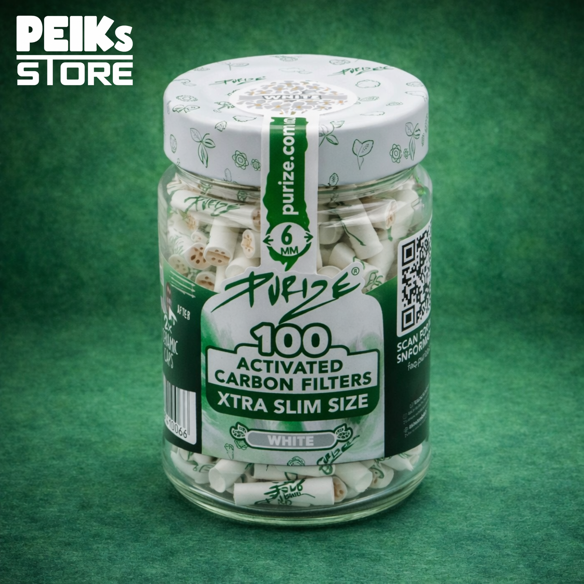 Purize | Aktivkohlefilter | XtraSlim 6mm  | Weiß | 100 Stück