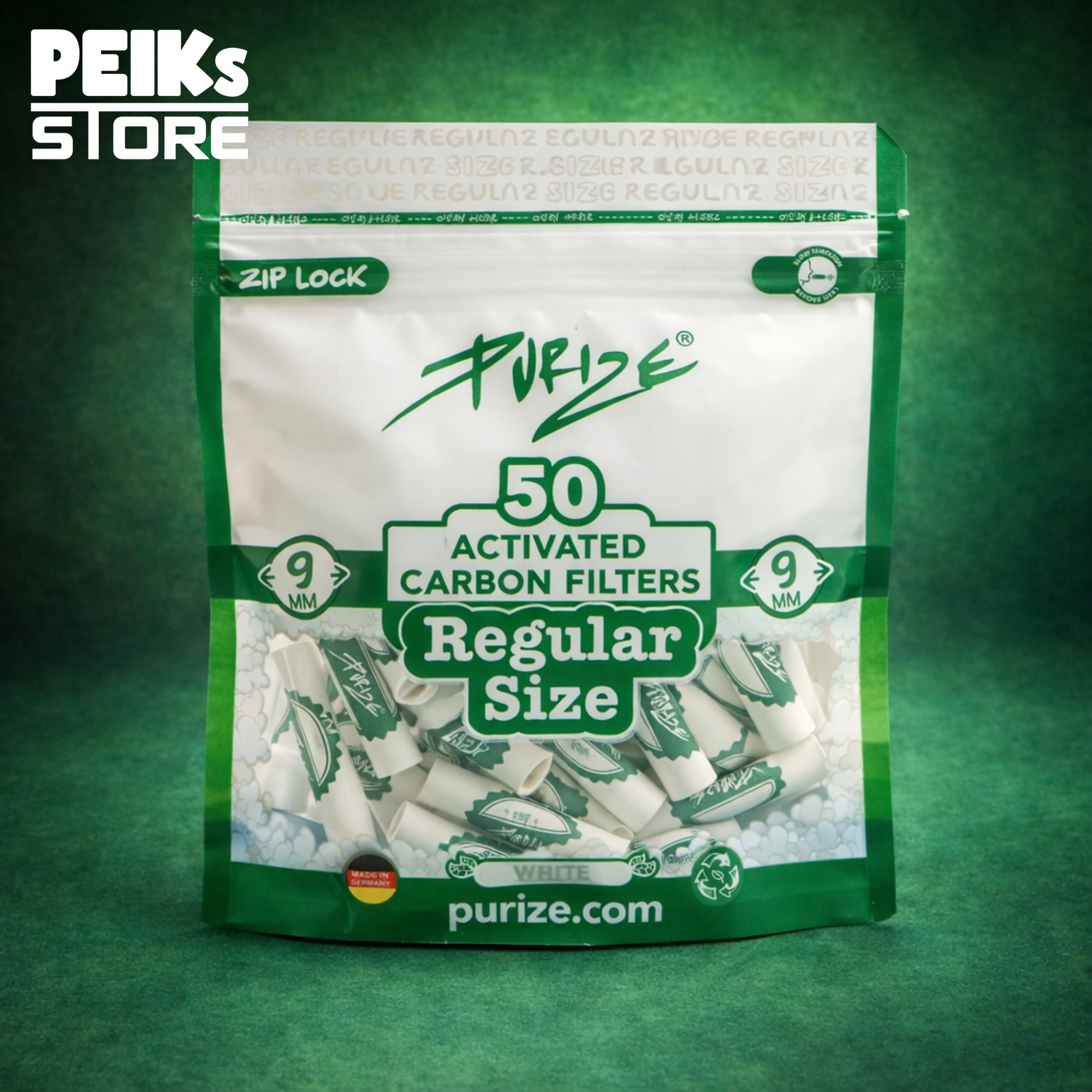 Purize | Aktivkohlefilter | Regular 9mm | weiß | 50 Stück