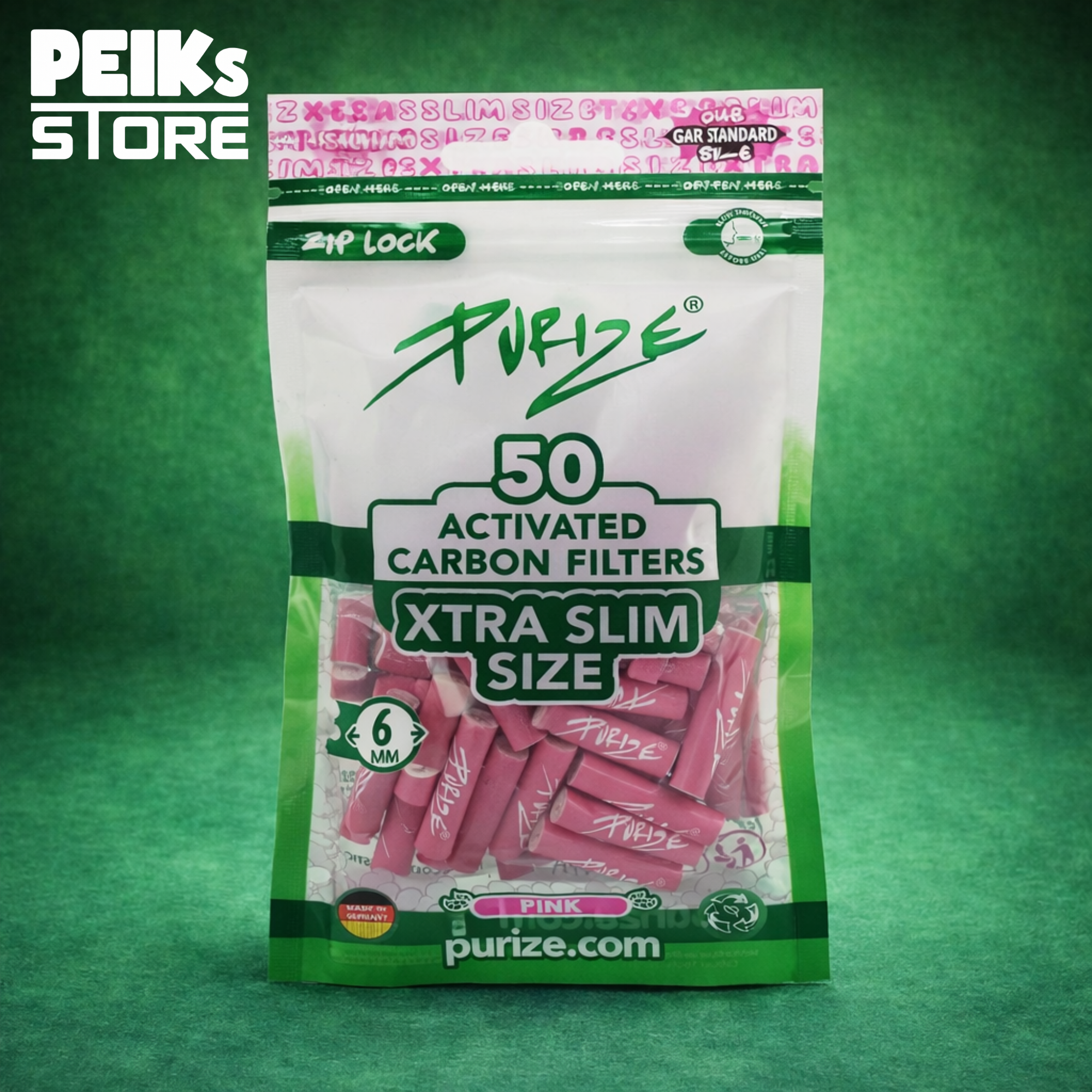 Purize | Aktivkohlefilter | XtraSlim 6mm  | Pink | 50 Stück