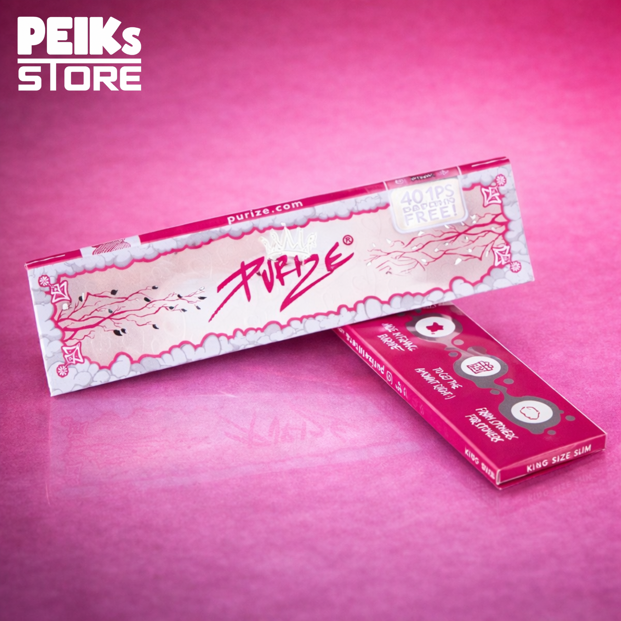 Purize | King Size Papers Slim | Pink | 42 Stück
