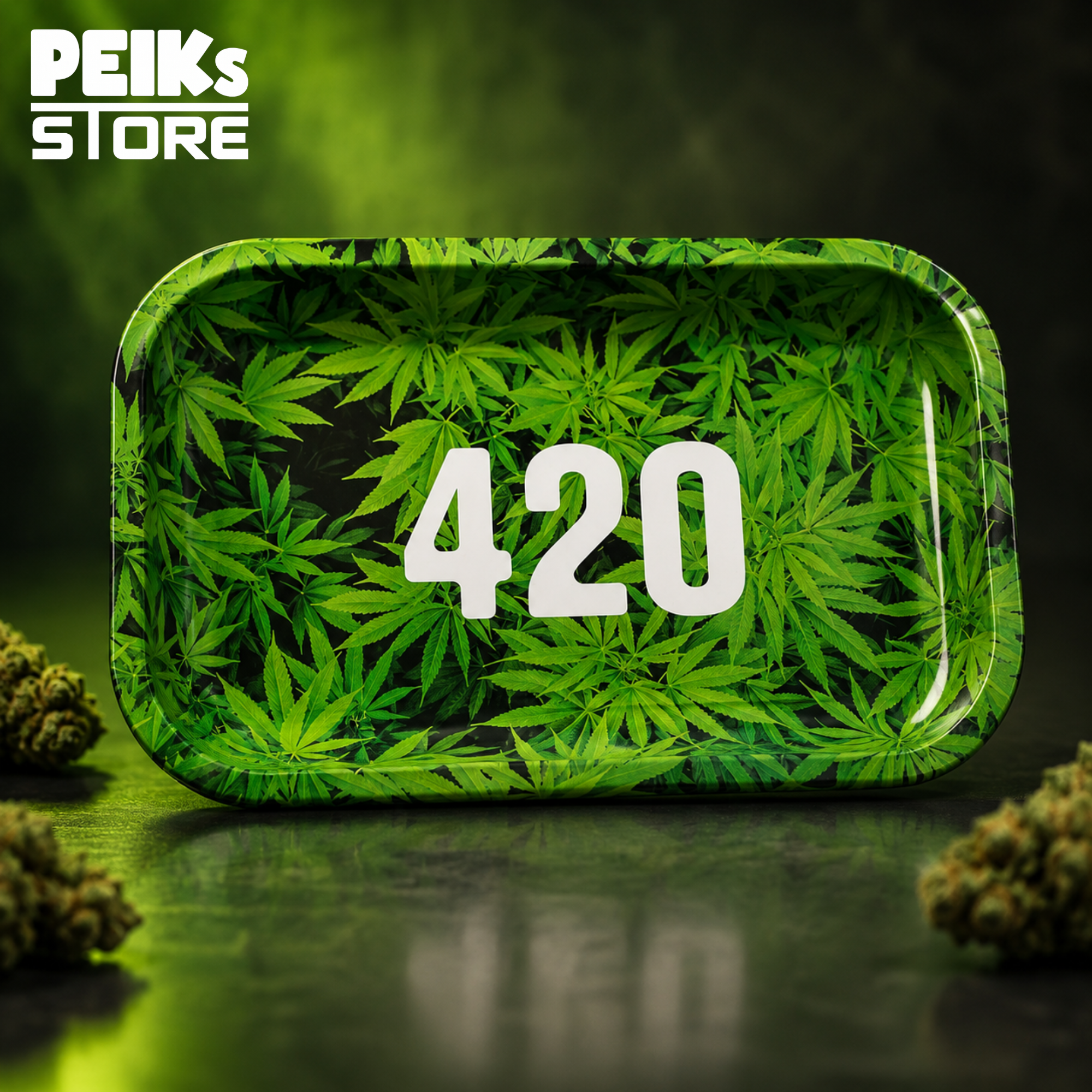 Rolling Tray | 420 Grün Hanfblatt | S 27x16x2cm