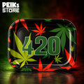 Rolling Tray | 420 Schwarz Hanfblatt | S 18x14x1,5 cm