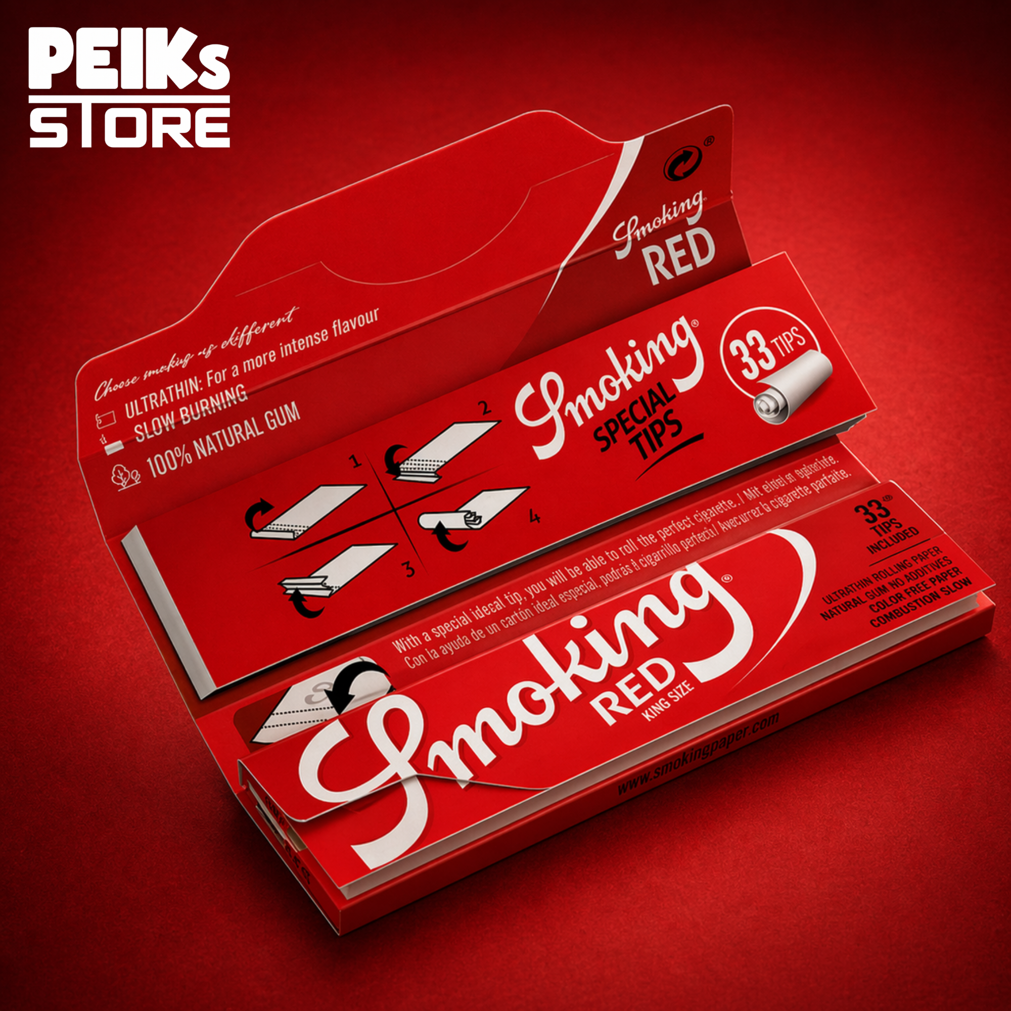 Smoking Red | Tips & Papers King Size | 33 Stk