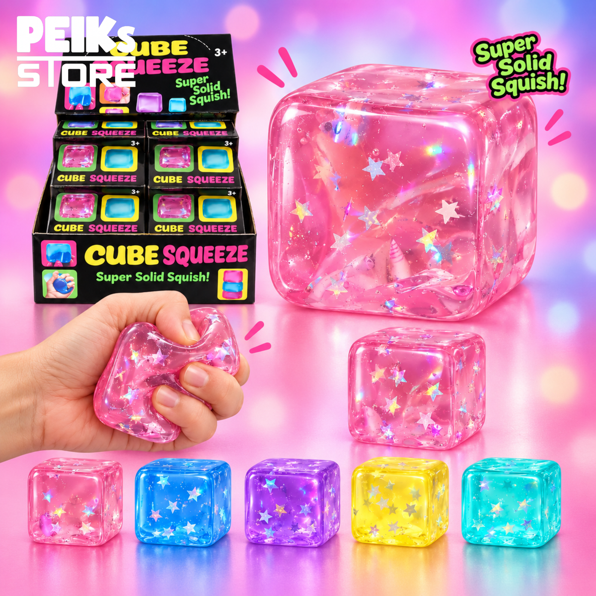 Spielzeug | Squishy Cube Snowflake & Stars