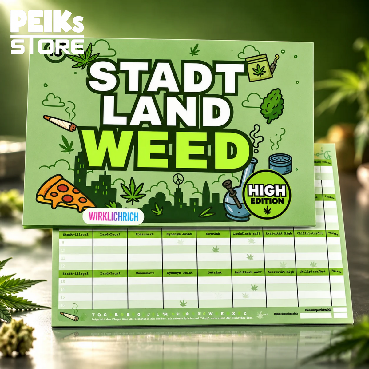 Stadt Land Weed | Partyspiel für Erwachsene | 50 Seiten